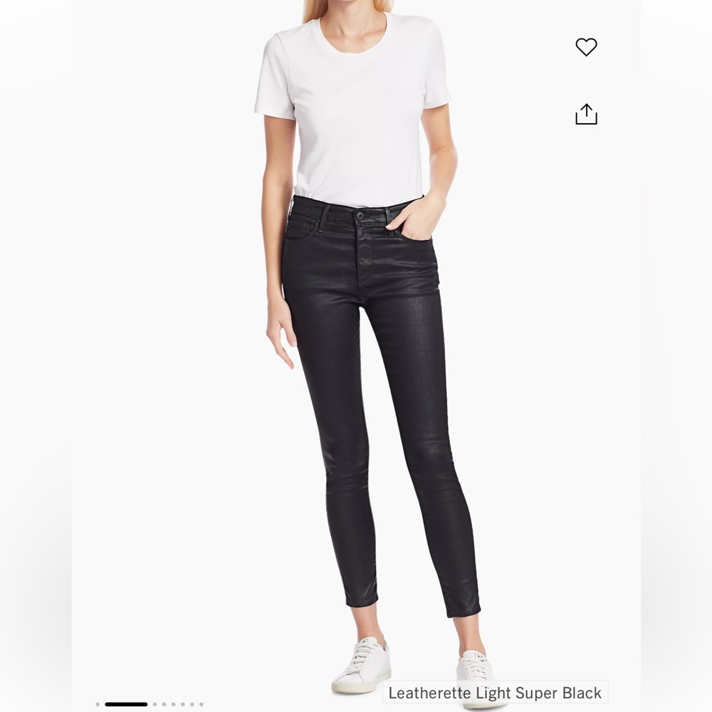 AG Jeans Legging Ankle Farrah High-Rise Ankle Faux Leather Skinny Pants Black 26